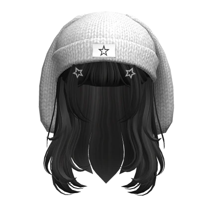 Grunge hair w/ bunny beanie in Black
