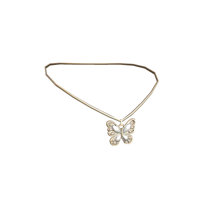 Miau Butterfly Necklace Gold and White