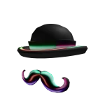 Neon Lights Bowler and Mustache