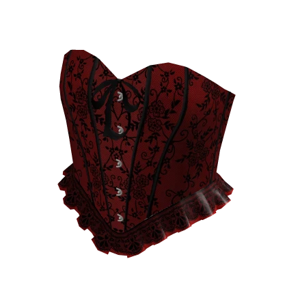 Ruffle Lace Corset Top Red Black