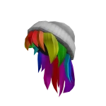 White Beanie with Rainbow Hair