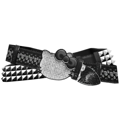 Y2K Studded Double Kitty Rhinestone Belt | Black/B
